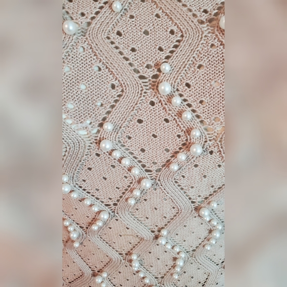 NWOT Blush beaded hollow out knit sweater - Picture 4 of 6